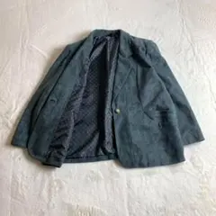 削除予定　テーラードジャケット　カーキグリーン　裏地総柄　襟デザイン　お洒落