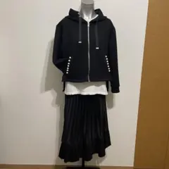 グレースコンチネンタル パール ジップアップ パーカー ブラック 