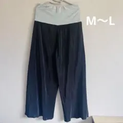 マタニティ プリーツ ワイドパンツ ブラックのサムネイル