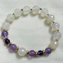 【アメジストとホワイトアゲートのブレスレット】