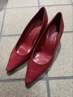 新品未使用 ZARAレッドレザーポインテッドトゥパンプス