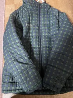 Columbia フード付きチェック柄ダウンジャケット Lサイズ