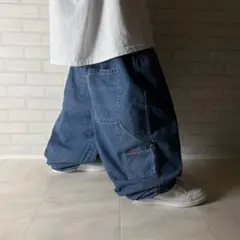 CLENCH 極太 オーバーサイズ カラーデニム バギーパンツ 刺繍ロゴ B系