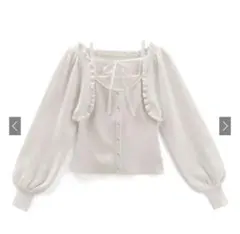 GRL フリルリボンボレロ×キャミソールニットアンサンブル ホワイト