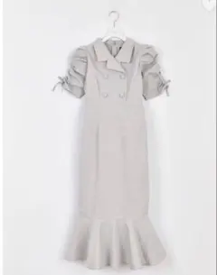 evelyn エブリン開襟マーメイドワンピース ロングワンピース アイスブルー