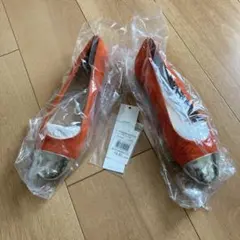 お値下げ❗️ファビオルスコーニ オレンジ スエード メタリックトゥ シューズ