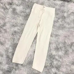 『ZARA』ザラ　サマーニットパンツ　ストレート　ロング丈　コットン　白(XL)