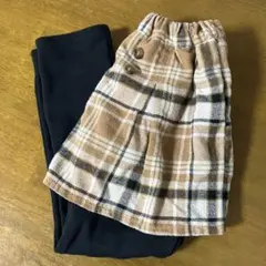 女の子　裏起毛　スカッツ　120センチ チェックスカート　黒パンツ
