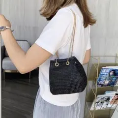 2way 巾着 ミニショルダーバッグ ラインストーン 軽量 コンパクト　ブラック