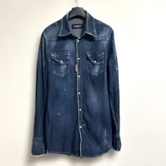 DSQUARED2 デニムシャツ ウエスタン ダメージ加工 インディゴブルー40