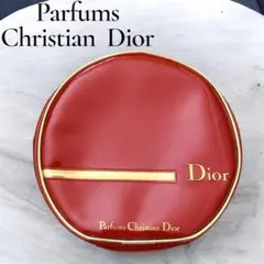 Christian Dior コスメポーチ 赤 丸型 ゴールド ロゴ