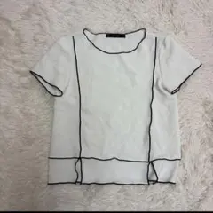 ZARA BASIC 半袖 Tシャツ ホワイト ブラックライン　Sサイズのサムネイル