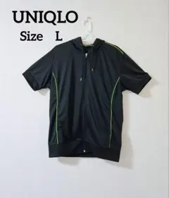 【UNIQLOユニクロ】フード付き黒パーカー ショートスリーブ
