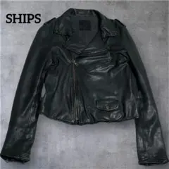SHIPS 00s ラムレザー ダブルライダース ジャケット y2k 短丈
