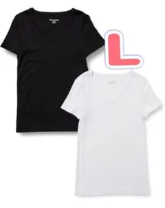 2枚組 Tシャツ Vネック スリムフィット 半袖 レディース