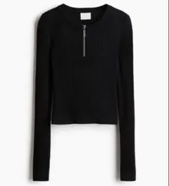 ハーフジップリブニット