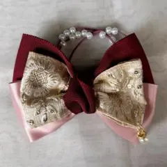 No.11刺繍リボン ヘアゴム パールチャーム付きのサムネイル