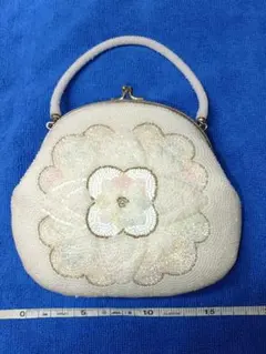 極美品 昭和レトロ 総ビーズバッグ ハンドバッグ 花柄 赤×白