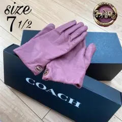 coach 洋革　レザー　手袋　馬車ロゴ金具　ピンク　サイズ71/2