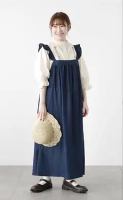 エヘカソポ　新品タグ付き　ジャンパースカート　フリル　デニム