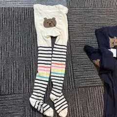 クマ顔プリントのベビータイツ 100センチ　4.5歳