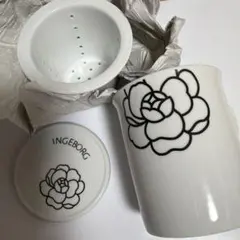 インゲボルグ☆茶こし&蓋付き♪カップ ノベルティ 箱付き 白✕黒