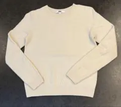 3Dカシミヤクルーネックセーター　オフホワイト　S