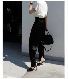 ETRE TOKYO ヘムファスナーサテンパンツサテンコクーンパンツ M