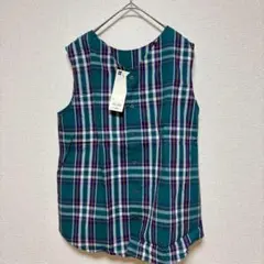 新品未使用タグ付き GU ノースリーブシャツ　ベスト 羽織 M チェック柄 総柄
