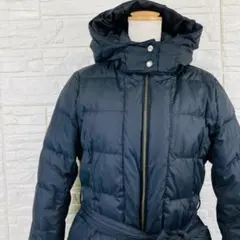 GAP ギャップ ダウンコート ベルト付 ロング フード付 黒 M 冬 美品