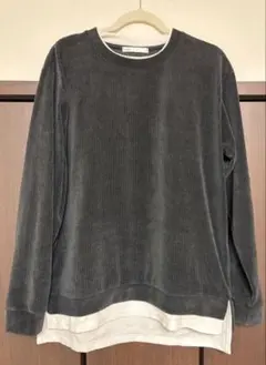 ikka レイヤード風カットソー L ブラック 長袖