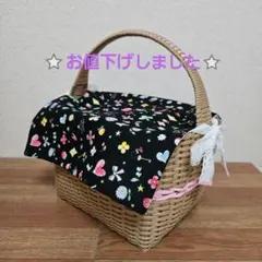 ♥️エコクラフト　布カバー付きバスケット〈クラフト×ピンク〉♥️ハンドメイド