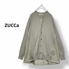 定価¥23,100 ZUCCa ストライプ ドッキング カーディガン Mのサムネイル