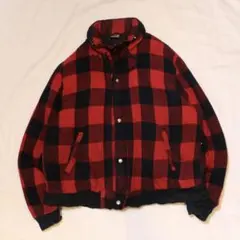 r*様 激安出品 90s 赤黒 チェック ジップアップジャケット ブルゾン XL