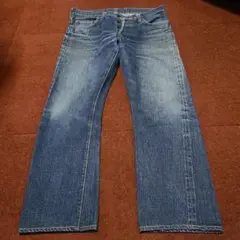 色落ちサンプル級ドゥニーム66XX32インチ革パッチチェーンステッチ