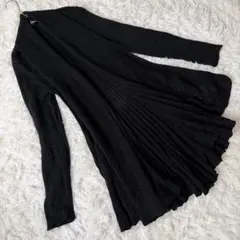 Collabo　プリーツフレアロングカーディガン　F　ブラック　◆A1079