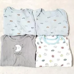 水色 グレー 長袖キルト ベビー肌着4枚セット 80サイズ まとめ売り