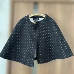 アニエス・ベー　ベビー　ケープ　ポンチョ　水玉　ドット　モノトーン　美品　マント