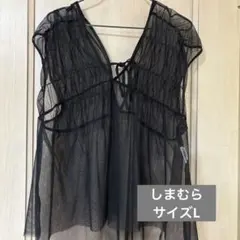 しまむら ブラック チュールシャーリングビスチェ サイズL 新品 試着のみ