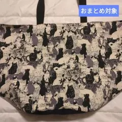 ⚫超ドでか⚫レトロ猫柄バケツ型エコバッグ