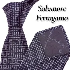 Salvatore Ferragamo ネクタイ ガンチーニ 総柄 ネイビー