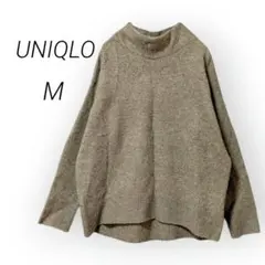 ユニクロ スフレヤーンハイネックセーター【M】グリーン トップス ニット 柔らか