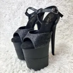 美品✨人気 Pleaser 超厚底 ストラップサンダル ラメ ブラック US5のサムネイル