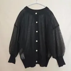 Te chichi シアーカーディガン 黒 透け感 春夏 羽織り