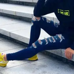 AMERICAN EAGLE JEGGING ダメージ スキニーデニム ブルーのサムネイル