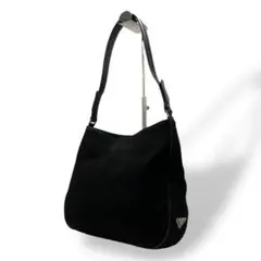 PRADA 90s Canvas Lether Shoulderbag BLK