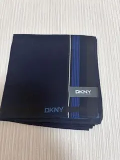 新品シール付】DKNY ダナキャラン ハンカチ ネイビー ストライプ