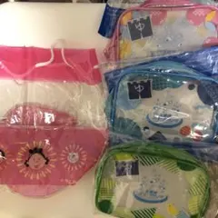 【新品】天然水スパークリングクリアポーチとサザエさんのサマーバック⭐️ビニール素材