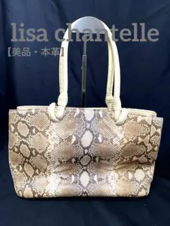 【美品】　希少　lisa chantelle パイソン柄 ハンドバッグ　本革