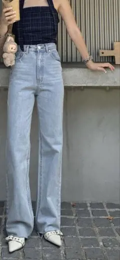 GRL フリンジヘムセミフレアデニムパンツ